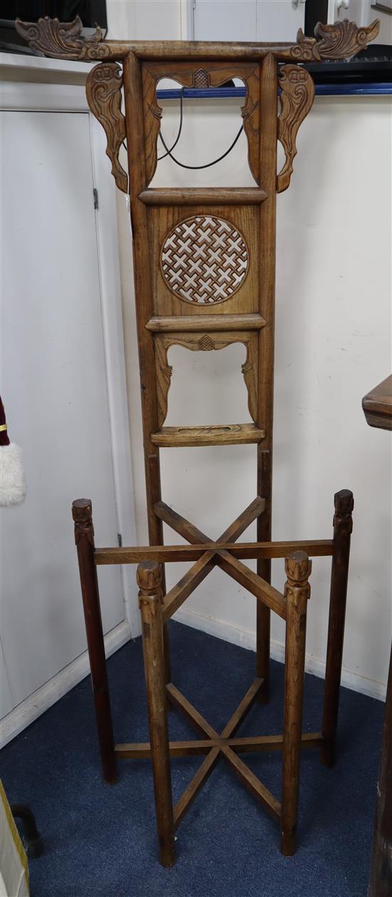 A Chinese elm wash basin stand W.52cm
